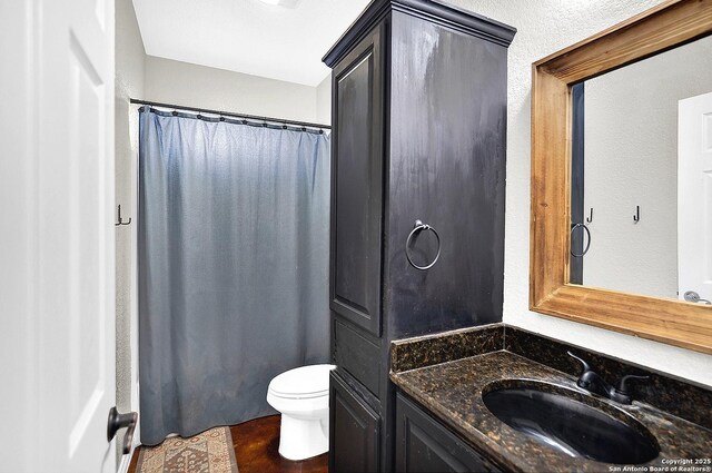 bathroom featuring vanity and toilet