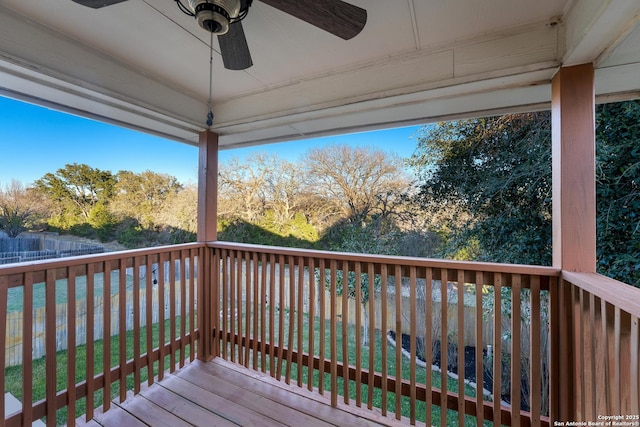 deck featuring ceiling fan