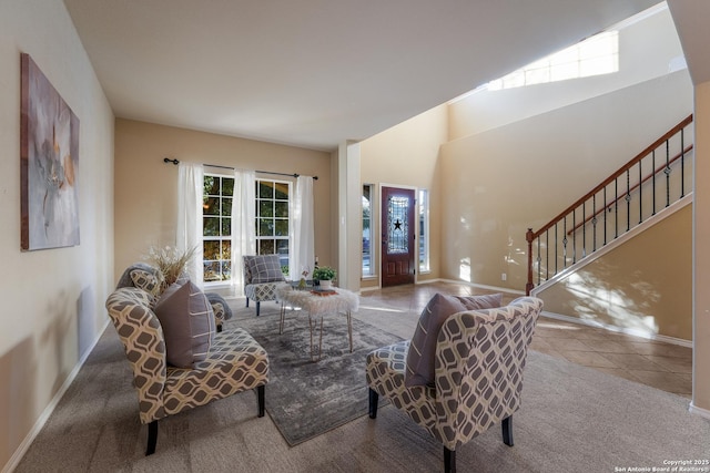 view of tiled living room