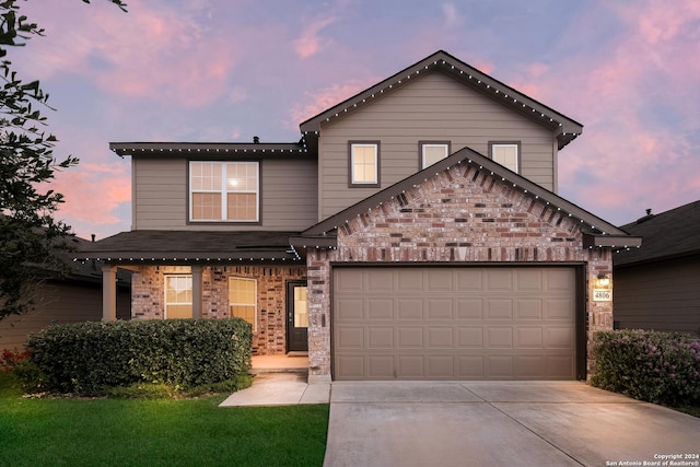 view of front of house with a garage