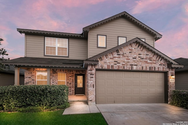 view of front of house with a garage