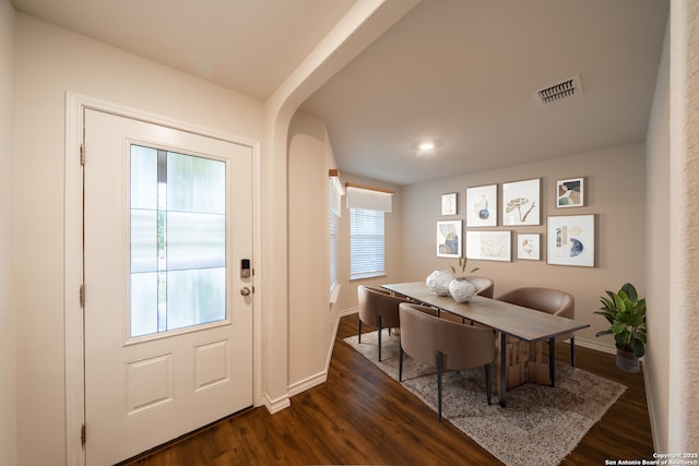 interior space featuring a healthy amount of sunlight and dark hardwood / wood-style flooring