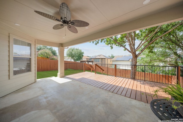 view of patio / terrace featuring ceiling fan