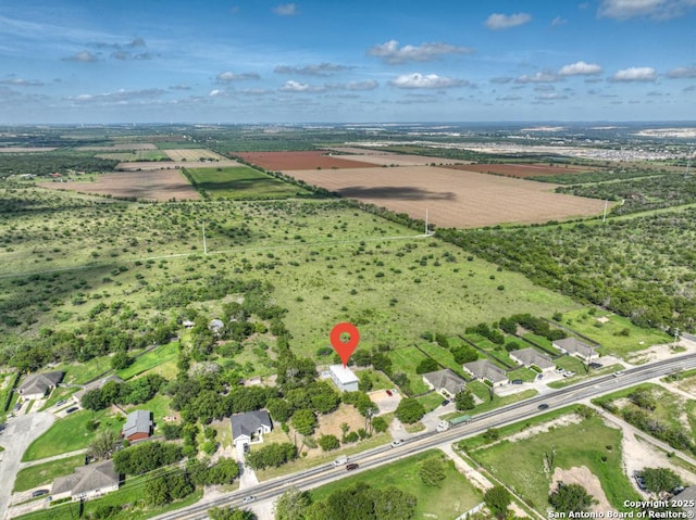 aerial view featuring a rural view