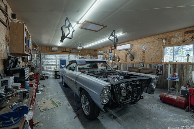 garage with a wall unit AC