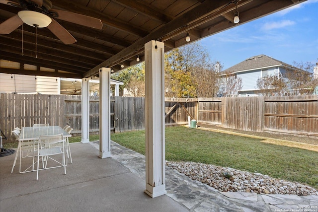 view of patio / terrace with ceiling fan