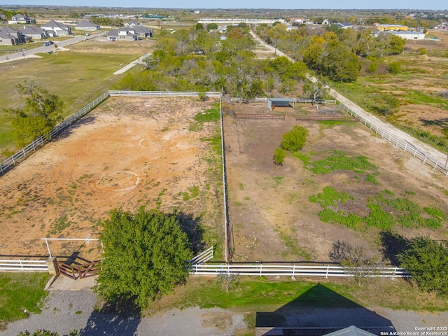 aerial view featuring a rural view