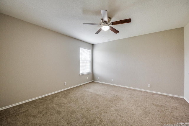 empty room with ceiling fan and carpet floors