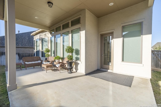 view of patio featuring outdoor lounge area