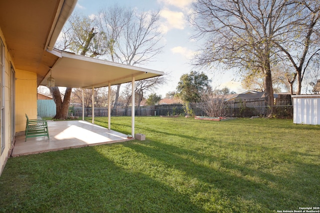 view of yard with a patio area