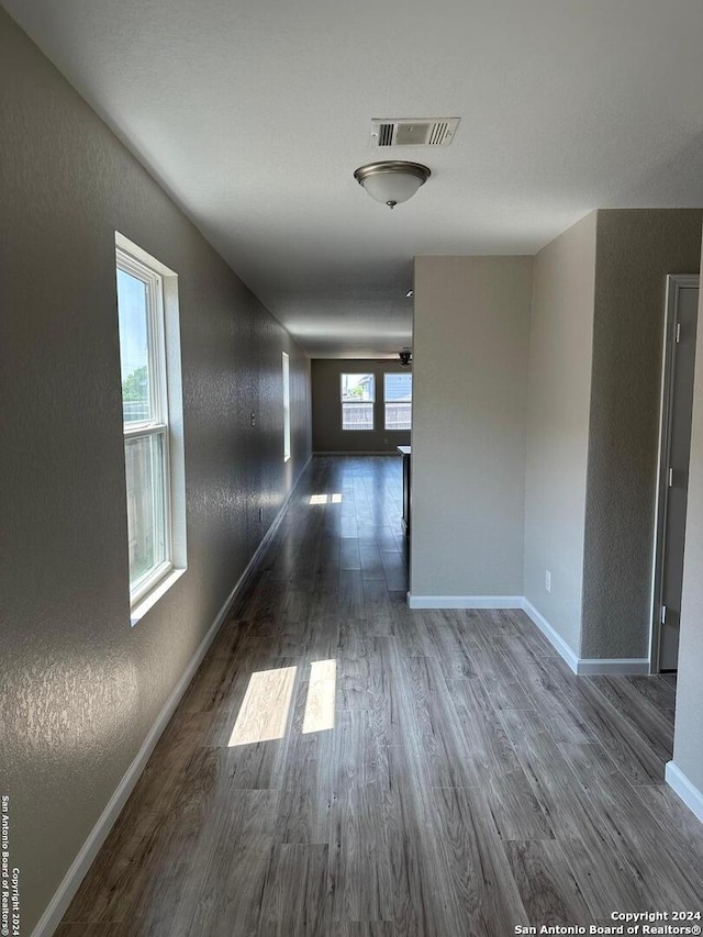 hallway featuring dark wood-type flooring