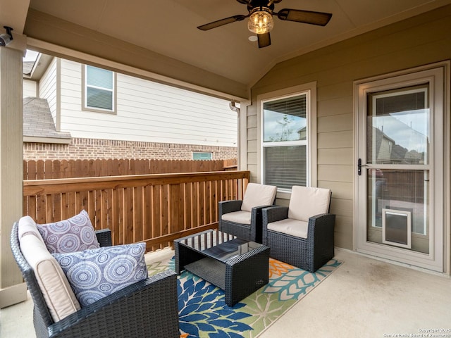 view of patio with ceiling fan