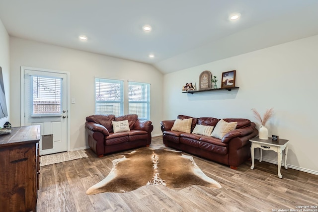 2917 Brogan Crk, New Braunfels, TX 78130 - living room with lofted ceiling and wood-type flooring