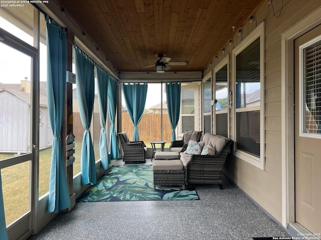 sunroom / solarium with wood ceiling