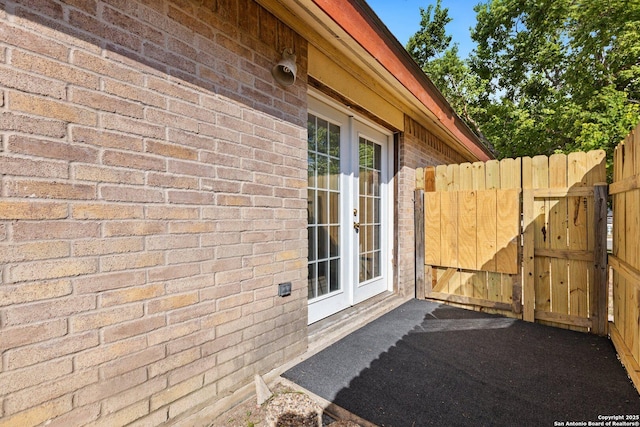 view of home's exterior featuring french doors