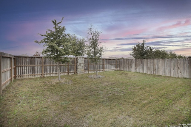 view of yard at dusk