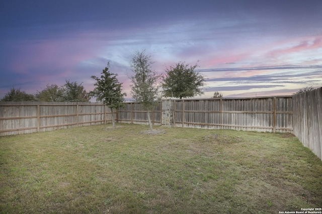 view of yard at dusk