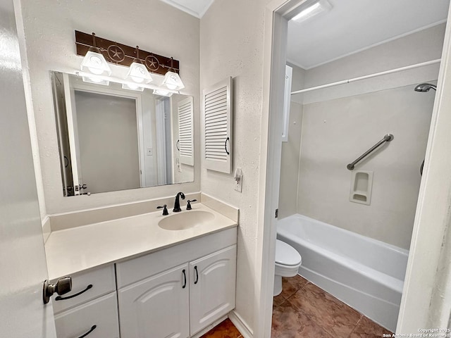 full bathroom with tile patterned flooring, vanity, toilet, and shower / bath combination