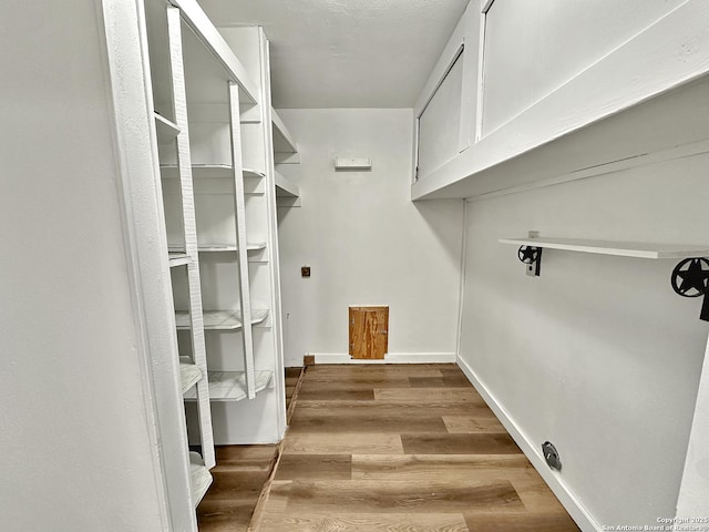 spacious closet featuring hardwood / wood-style flooring