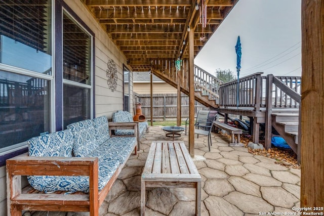 view of patio featuring outdoor lounge area