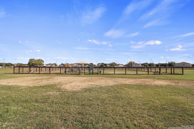 view of yard with a gazebo and a rural view