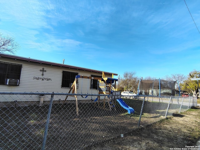 view of playground with a trampoline