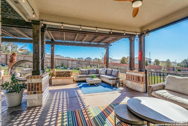 view of patio / terrace featuring outdoor lounge area and ceiling fan