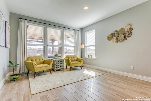 living area featuring light wood-type flooring