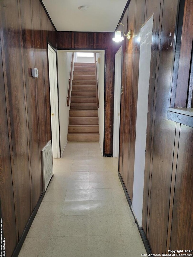 corridor with wooden walls