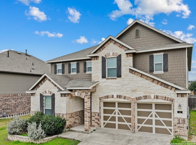 view of front of property with a garage