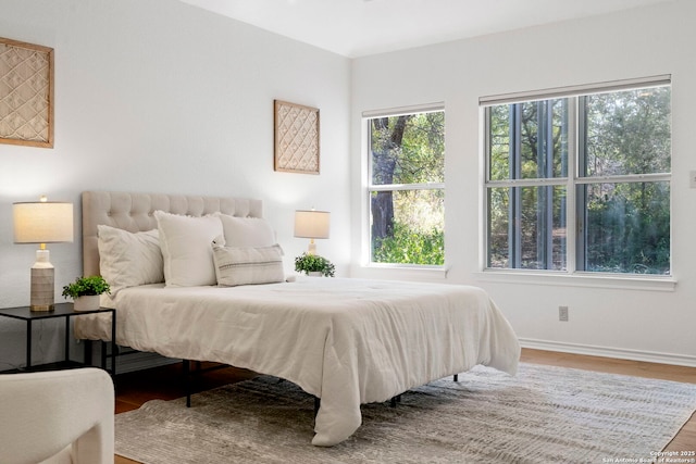 bedroom with hardwood / wood-style floors