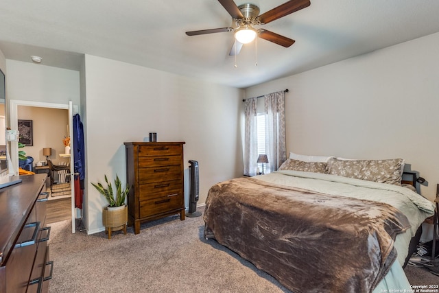 bedroom with carpet floors and ceiling fan