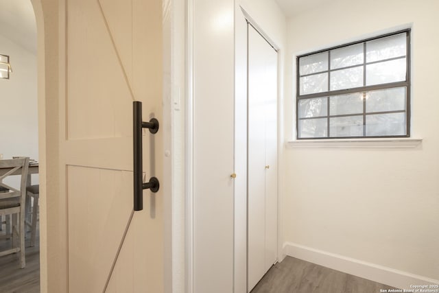 hallway featuring wood-type flooring