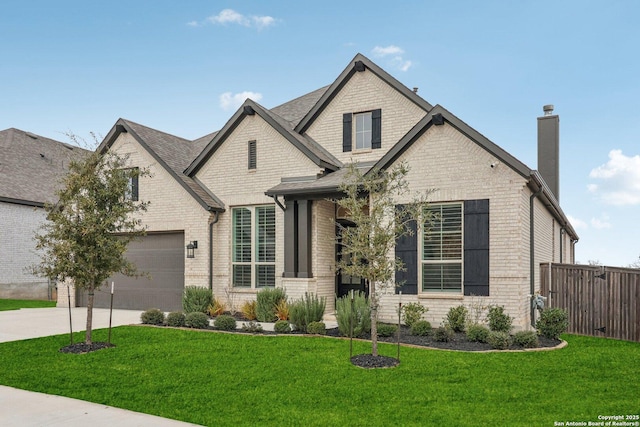 craftsman house featuring a garage and a front yard