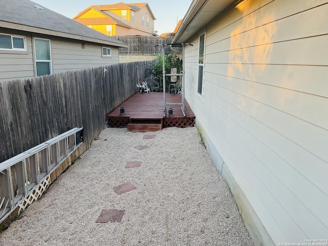 view of yard featuring a wooden deck