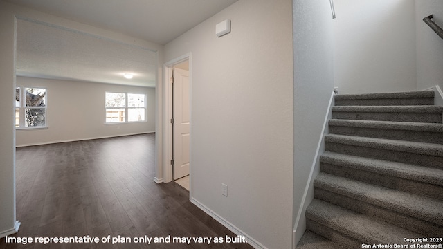 stairway featuring hardwood / wood-style floors