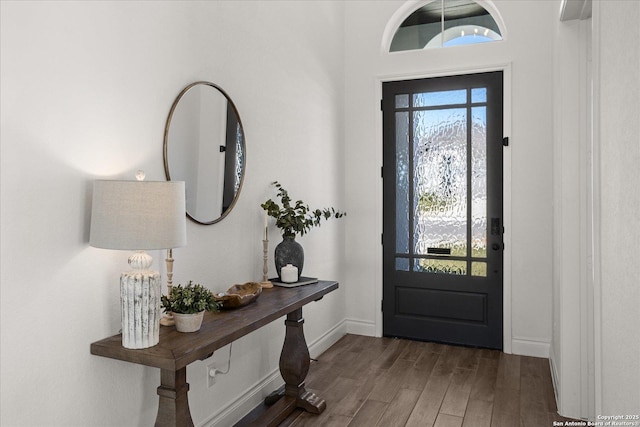 entryway featuring dark wood-type flooring