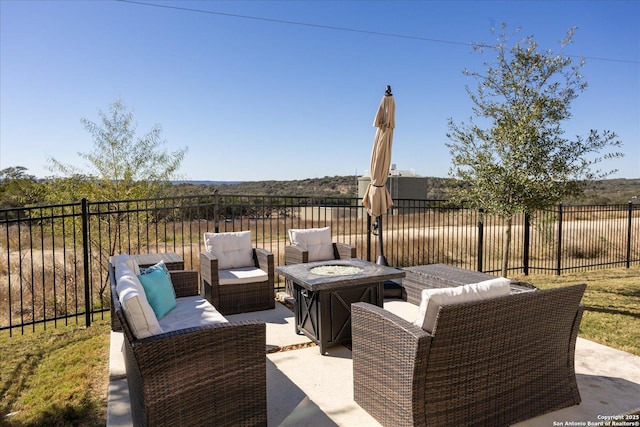 view of patio featuring an outdoor living space