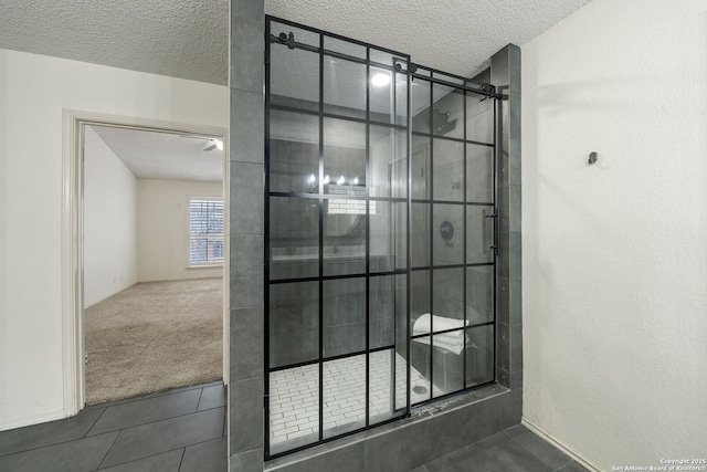 bathroom with a textured ceiling