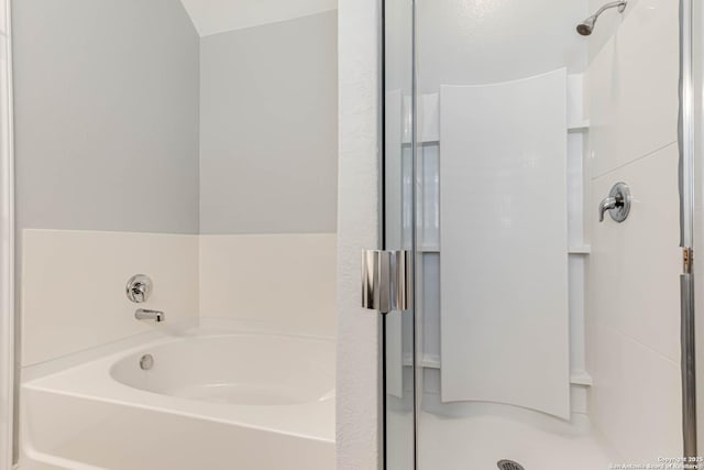 bathroom with plus walk in shower