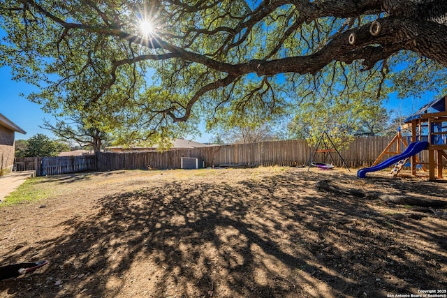 view of yard with a playground