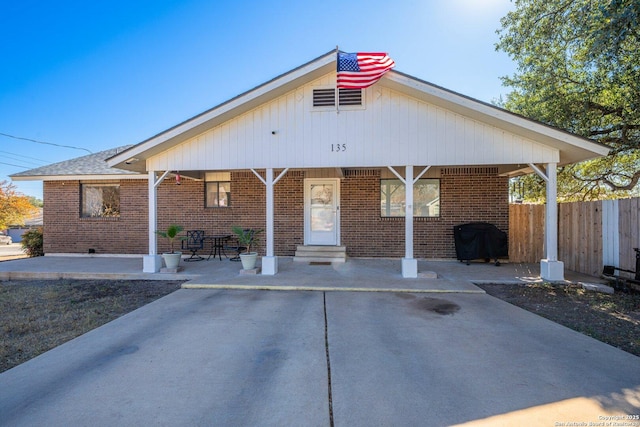 view of front of home with a porch