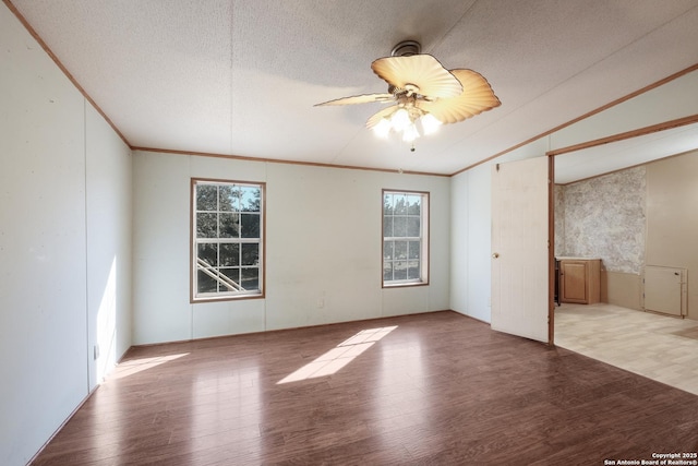 unfurnished room with a wealth of natural light, ceiling fan, and light hardwood / wood-style flooring