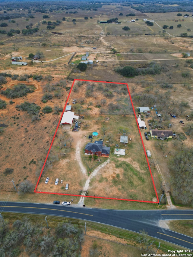 bird's eye view with a rural view