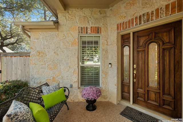 property entrance with a porch