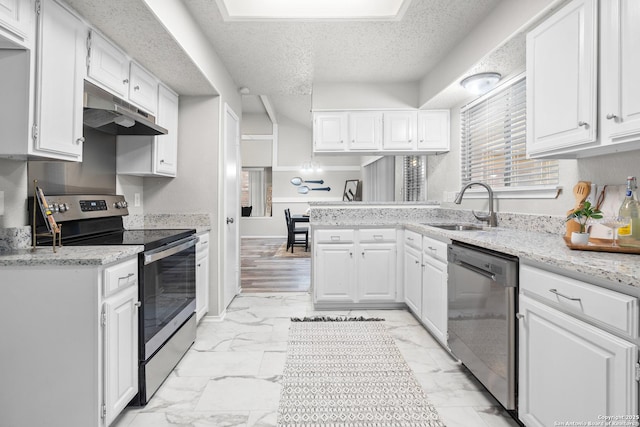 kitchen with white cabinetry, sink, and appliances with stainless steel finishes