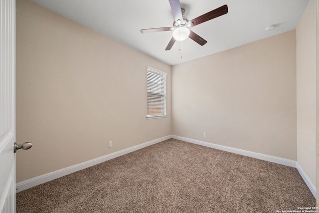 carpeted empty room with ceiling fan