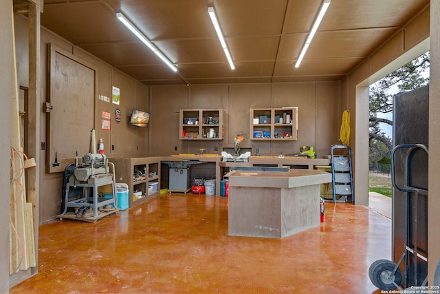 interior space with a workshop area