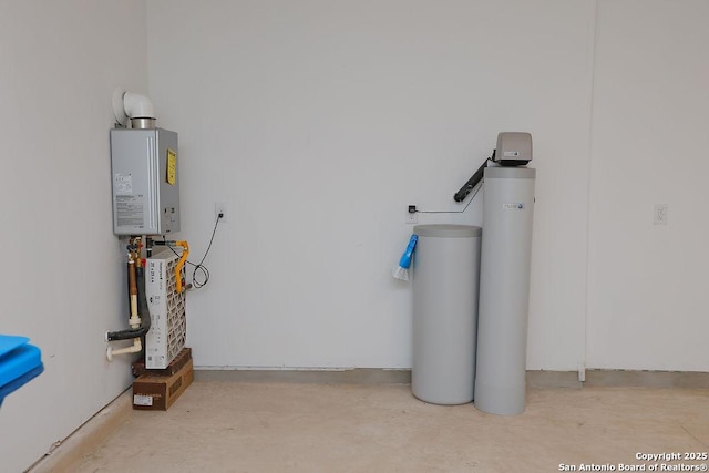 utility room with water heater