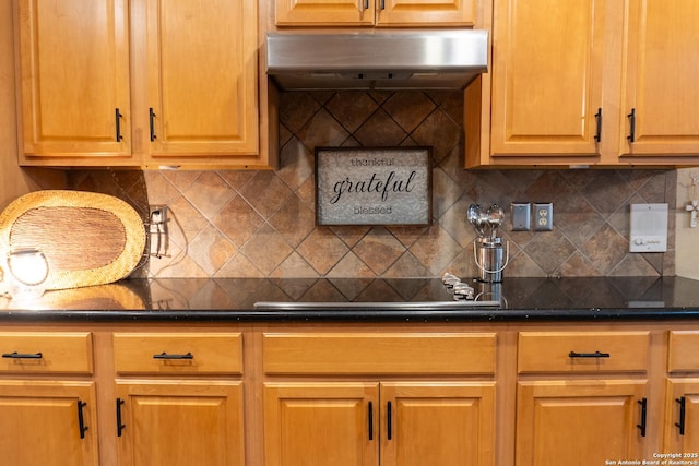 kitchen with backsplash and exhaust hood